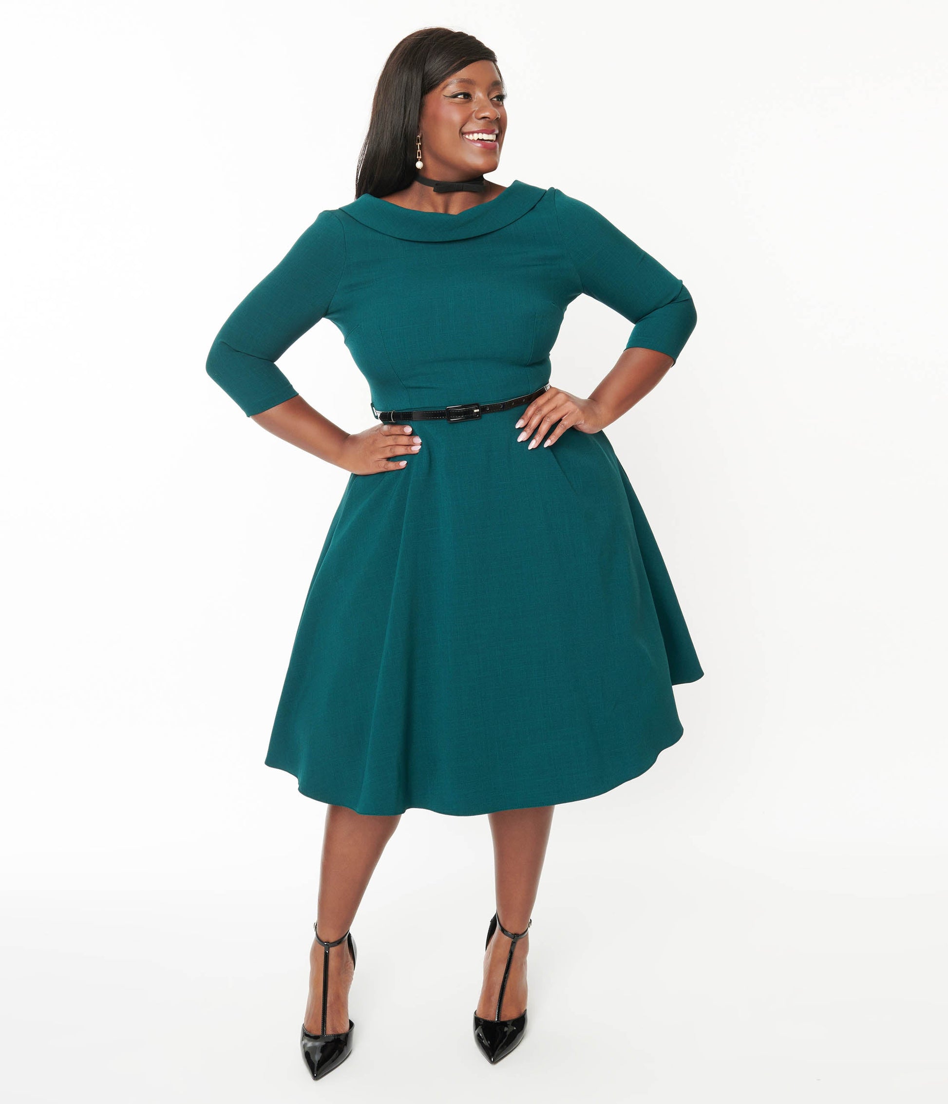 The Pretty Dress Company Forest Green Grace Fit & Flare Dress - Unique Vintage - Womens, DRESSES, SWING