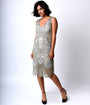 Preorder- Unique Vintage 1920s Style Silver Hand Beaded Fringe Bosley Flapper Dress