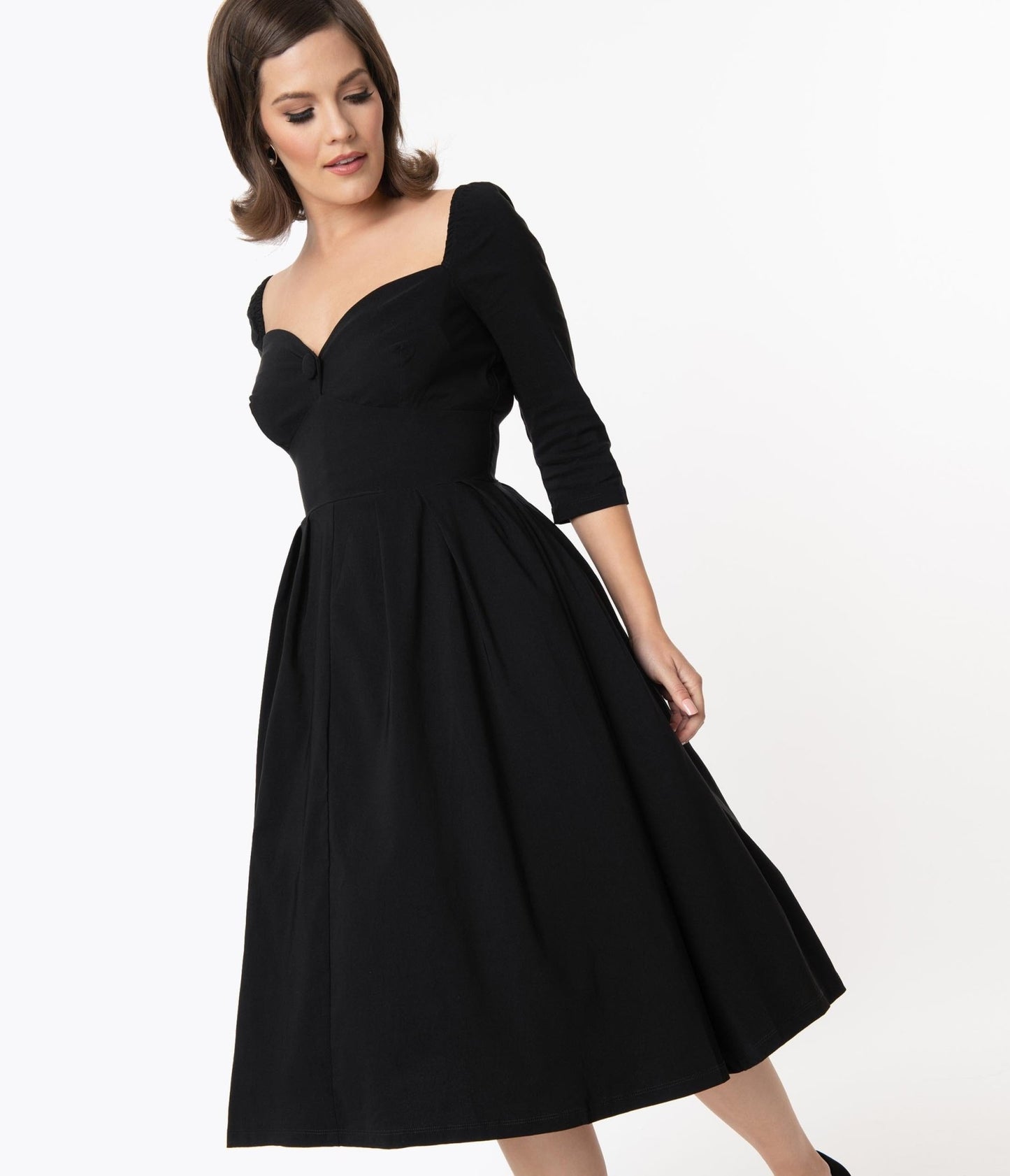 Unique Vintage 1950s Black Sweetheart Lamar Swing Dress - Unique Vintage - Womens, DRESSES, SWING