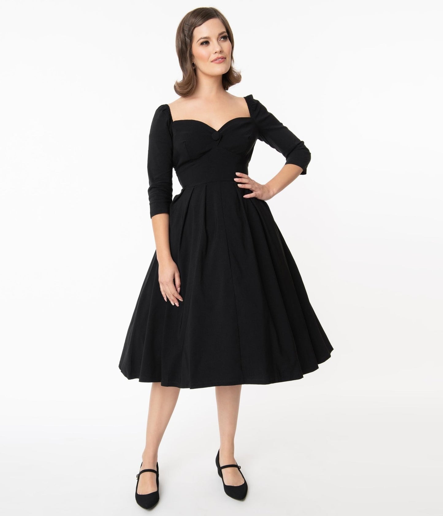 Unique Vintage 1950s Black Sweetheart Lamar Swing Dress - Unique Vintage - Womens, DRESSES, SWING