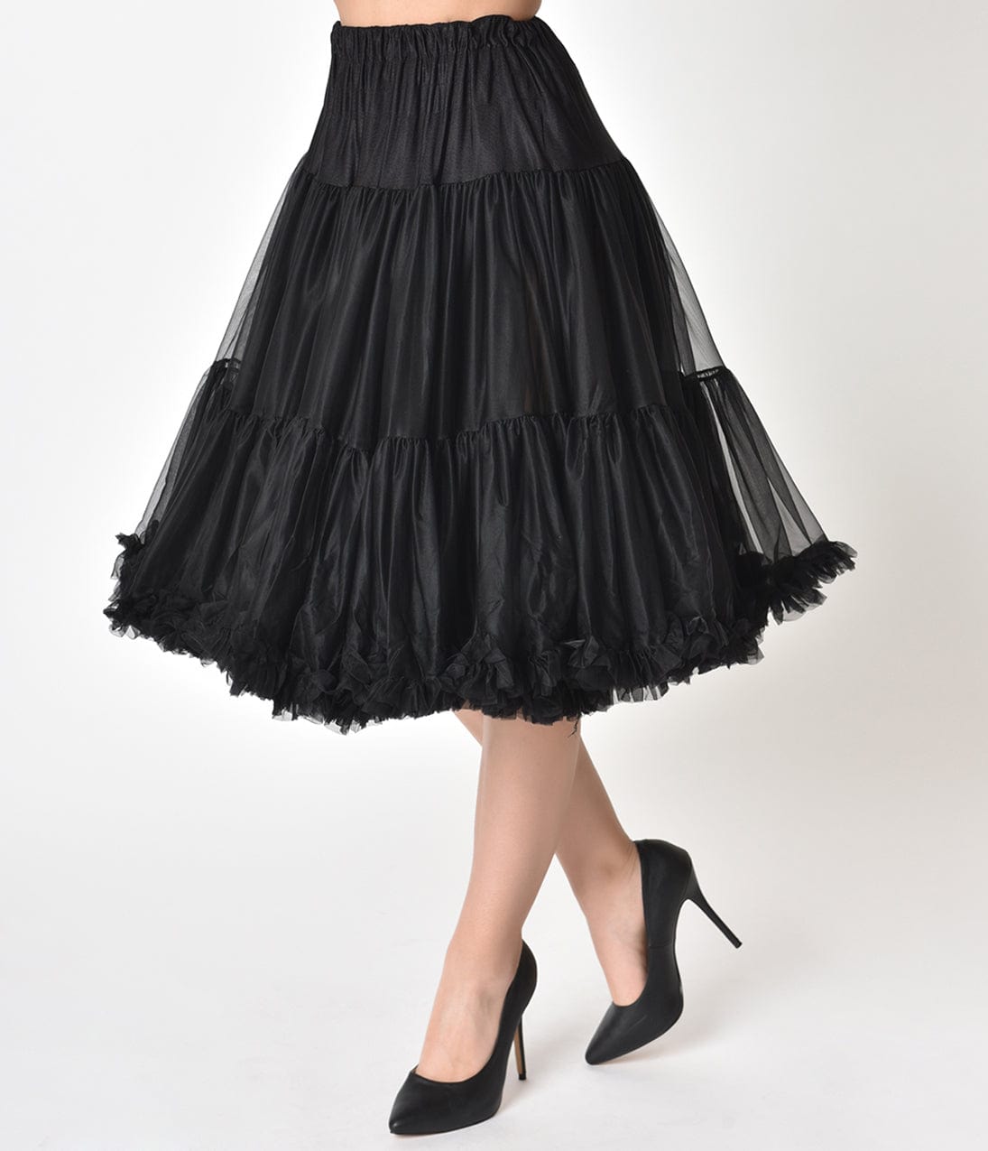 Unique Vintage 1950s Style Black Ruffled Petticoat Crinoline - Unique Vintage - Womens, ACCESSORIES, PETTICOATS