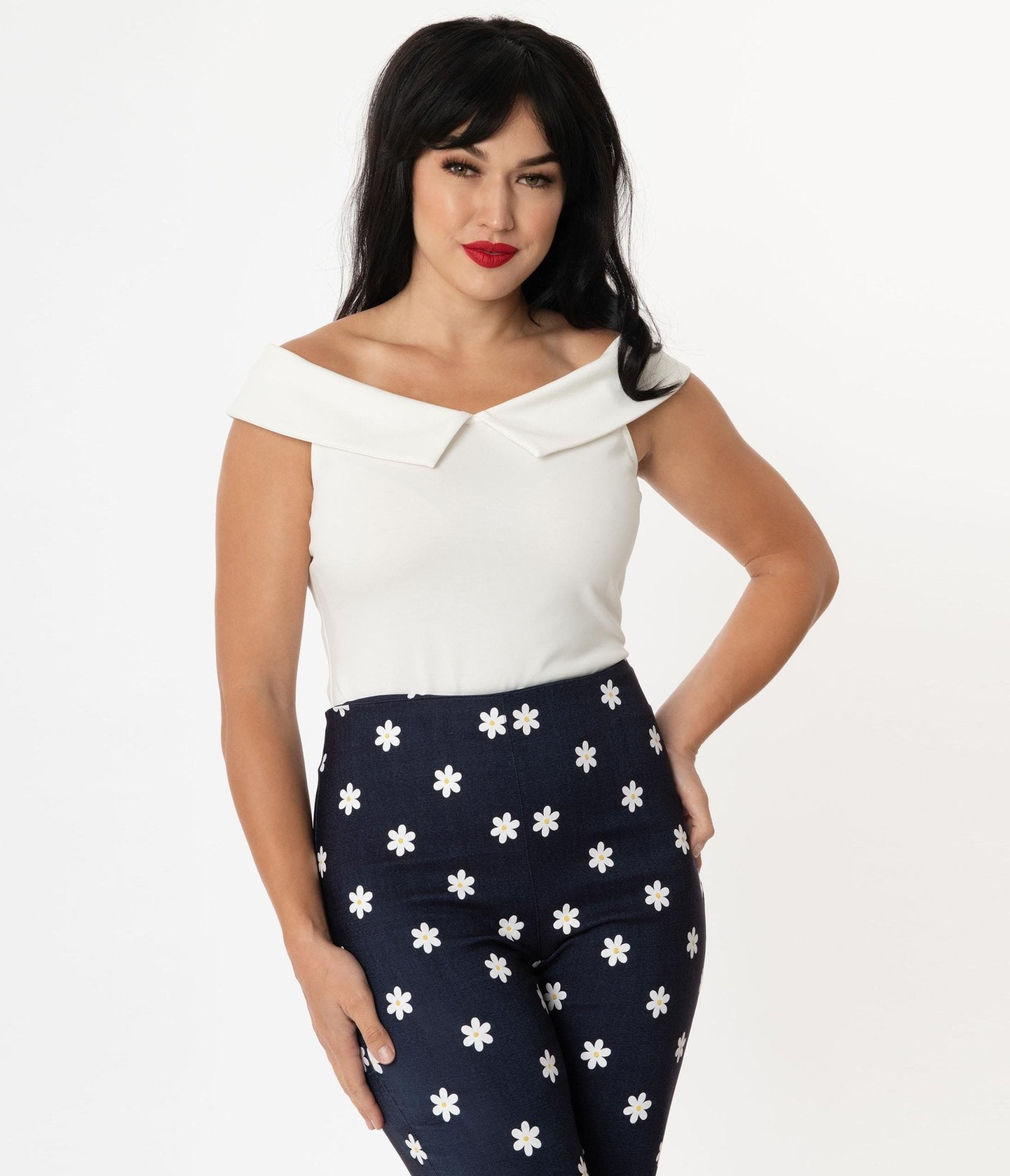 Unique Vintage 1960s White Maraschino Top - Unique Vintage - Womens, TOPS, KNIT TOPS