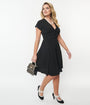 Unique Vintage Black Belted Swing Dress