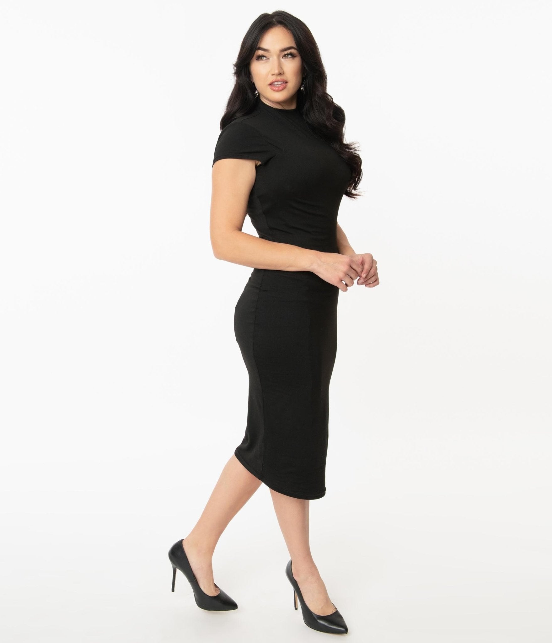 Unique Vintage Black Holly Wiggle Dress - Unique Vintage - Womens, DRESSES, WIGGLE