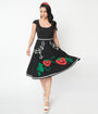 Unique Vintage Black June-O-Ween Strawberry Swing Skirt