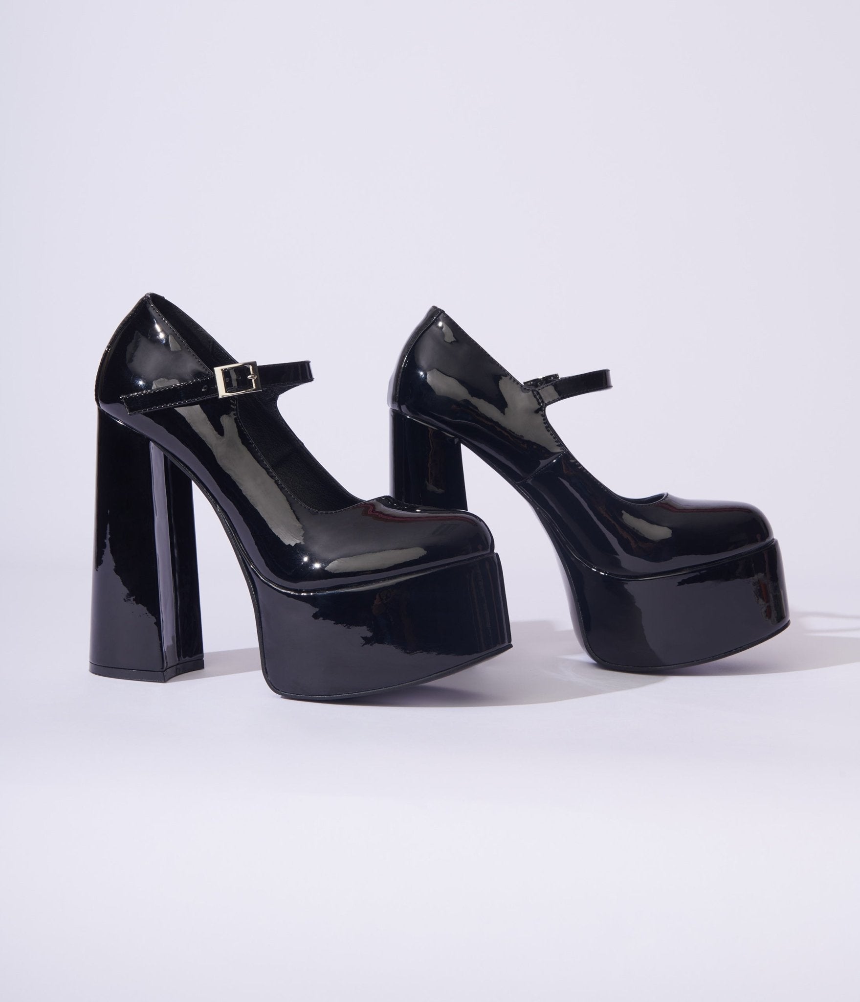 Unique Vintage Black Patent Leatherette Platform Mary Jane Heels - Unique Vintage - Womens, SHOES, HEELS