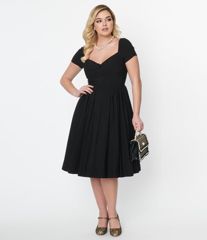 Unique Vintage Black Sweetheart Midge Swing Dress - Unique Vintage - Womens, DRESSES, SWING