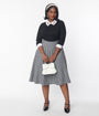 Unique Vintage Black & White Houndstooth High Waist Vivien Swing Skirt