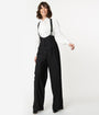 Unique Vintage 1930s Black & White Pin Stripe Thelma Suspender Pants