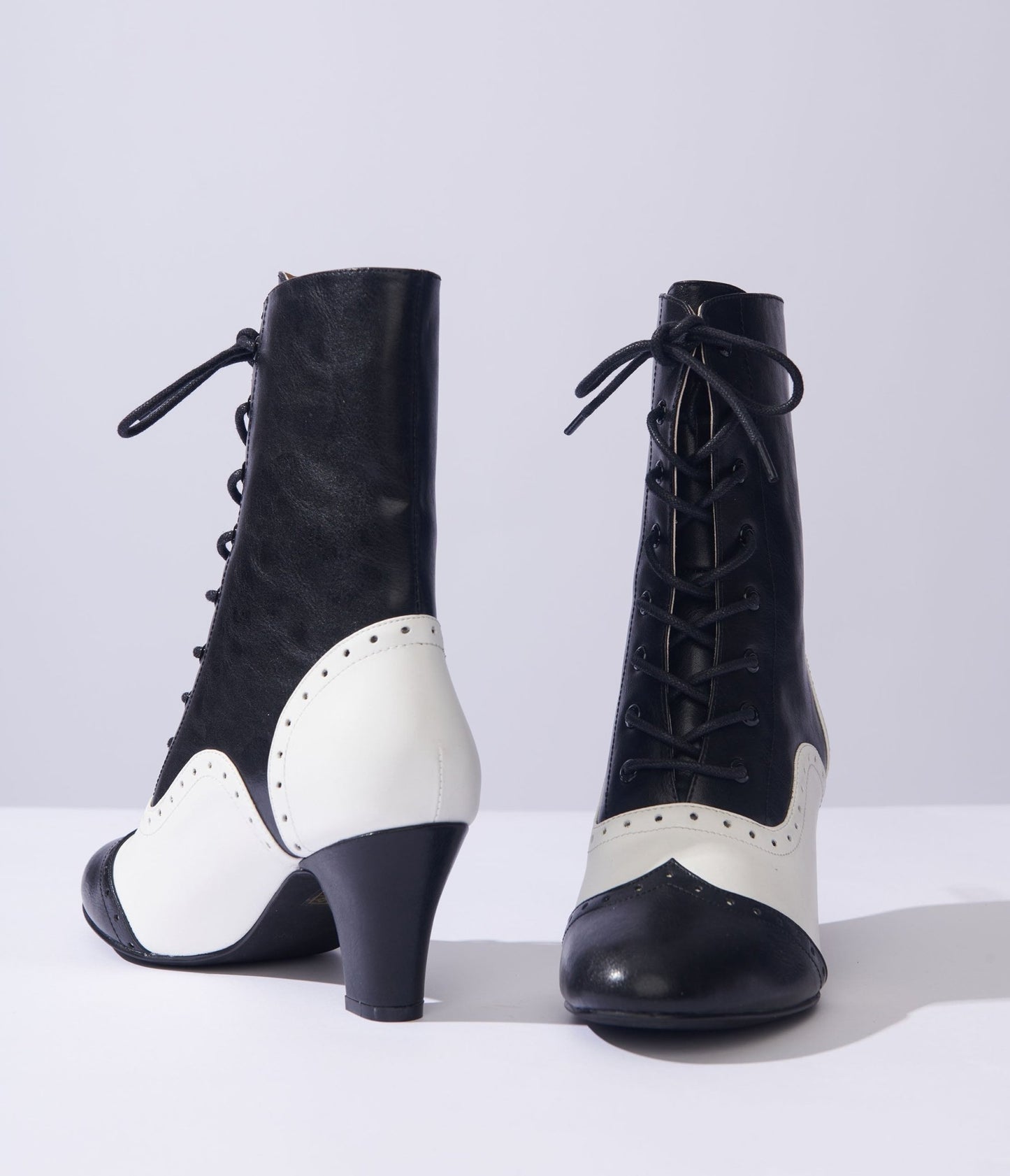 Unique Vintage Black & White Victorian Boots - Unique Vintage - Womens, SHOES, BOOTS