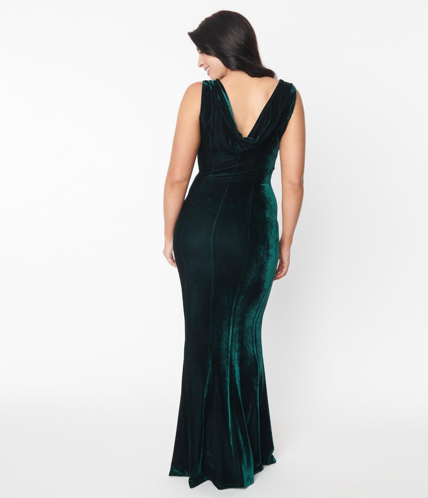 Unique Vintage Emerald Green Velvet Goldwyn Gown - Unique Vintage - Womens, DRESSES, MAXI