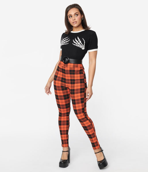 Orange plaid trousers hotsell