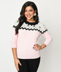 Unique Vintage Pink & Black Cherry Sweater