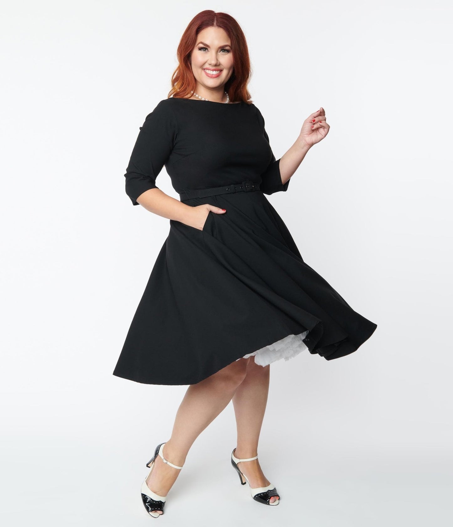 Unique Vintage Plus Size 1950s Black Devon Swing Dress - Unique Vintage - Womens, DRESSES, SWING