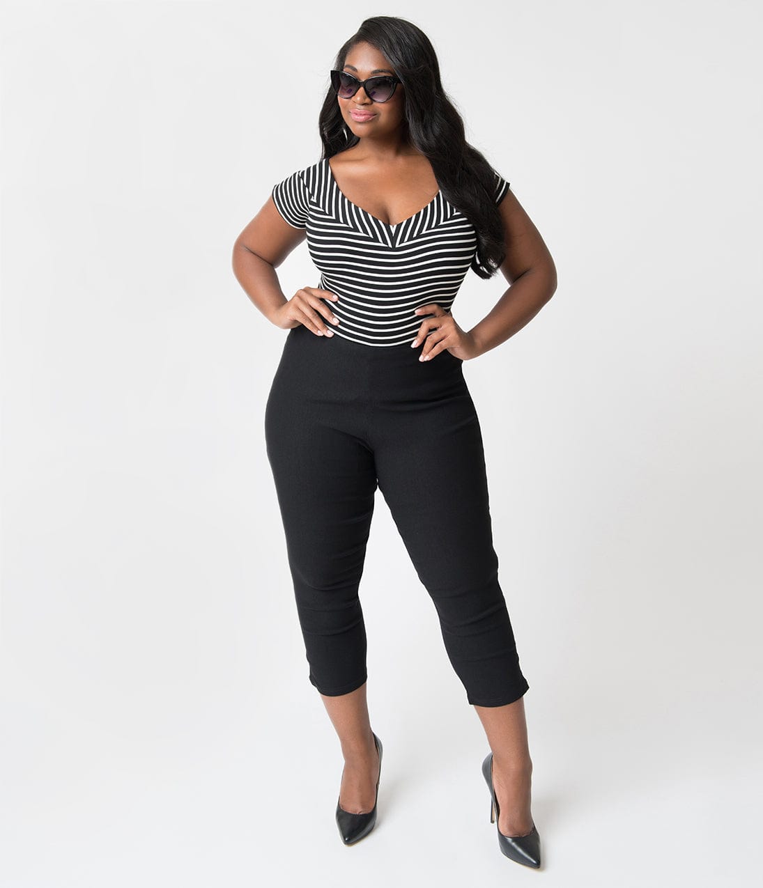 Unique Vintage Plus Size 1950s Black High Waist Rachelle Capri Pants - Unique Vintage - Womens, BOTTOMS, CAPRI