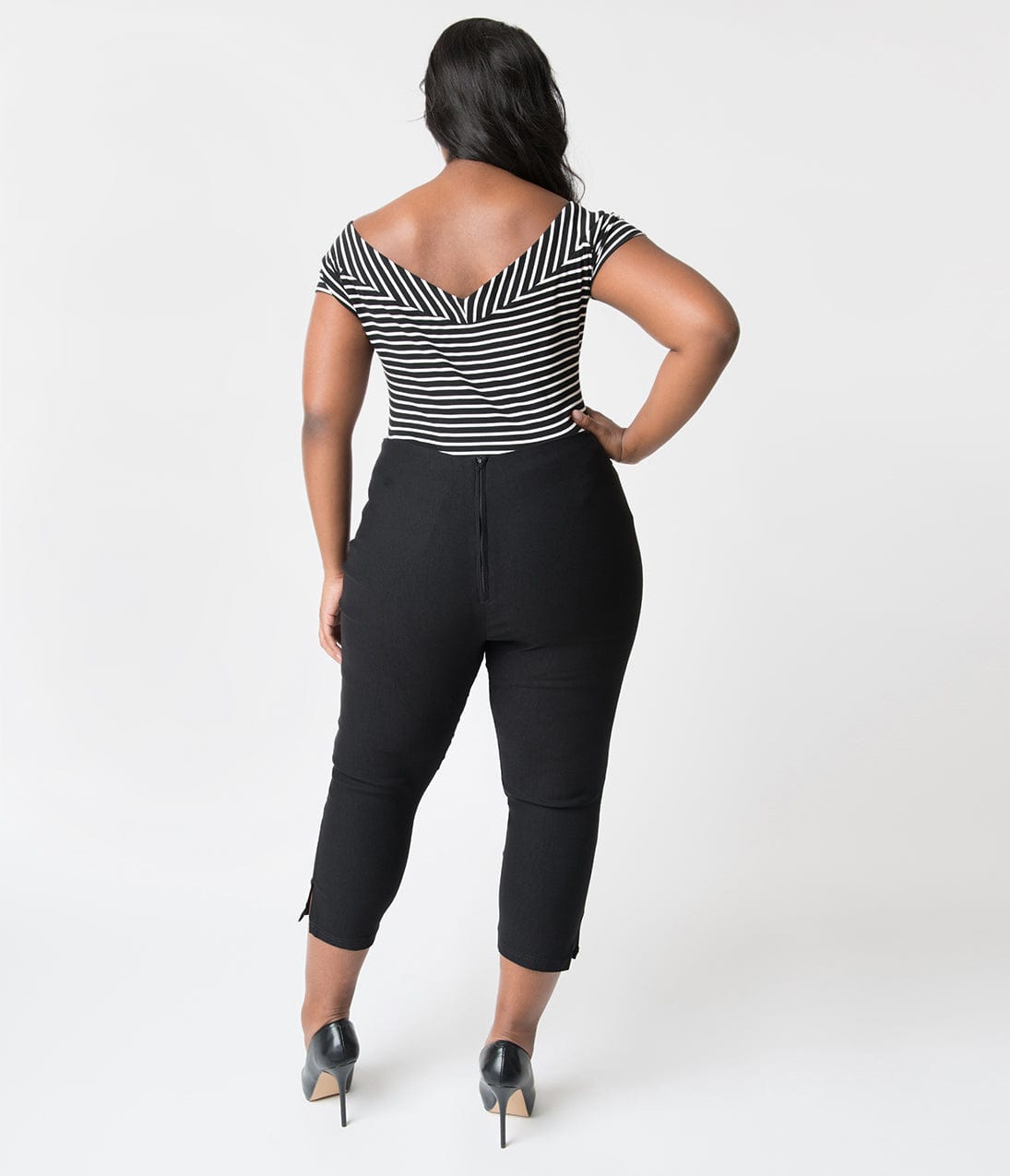 Unique Vintage Plus Size 1950s Black High Waist Rachelle Capri Pants - Unique Vintage - Womens, BOTTOMS, CAPRI