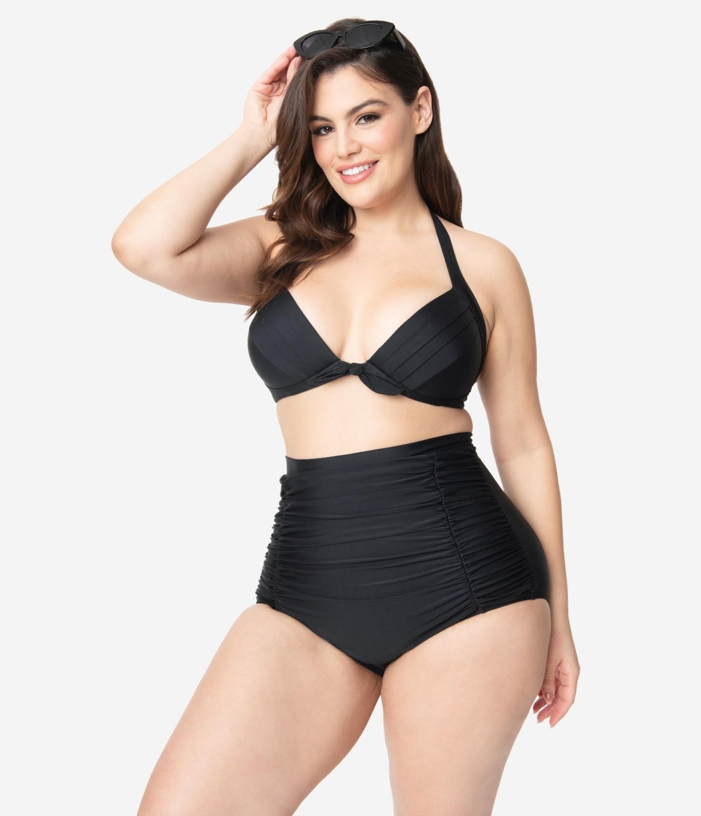 Unique Vintage Plus Size All Black Monroe High Waist Bikini Bottom - Unique Vintage - Womens, SWIM, BOTTOM