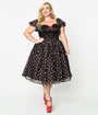 Unique Vintage Plus Size Black Cupid's Lover Swing Dress