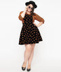 Unique Vintage Plus Size 1960s Black & Orange Pumpkin Patch Corduroy Brionne Pinafore Skirt