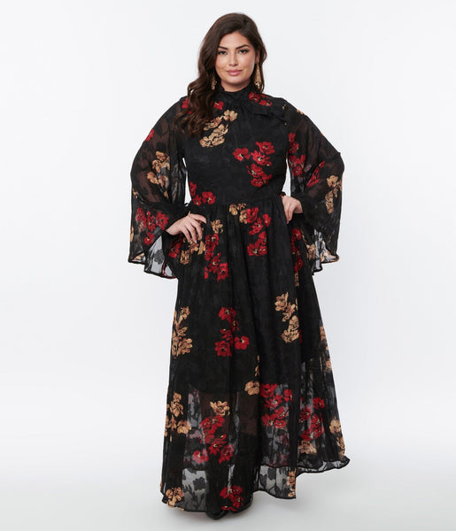 Bell sleeve maxi dress plus size clearance