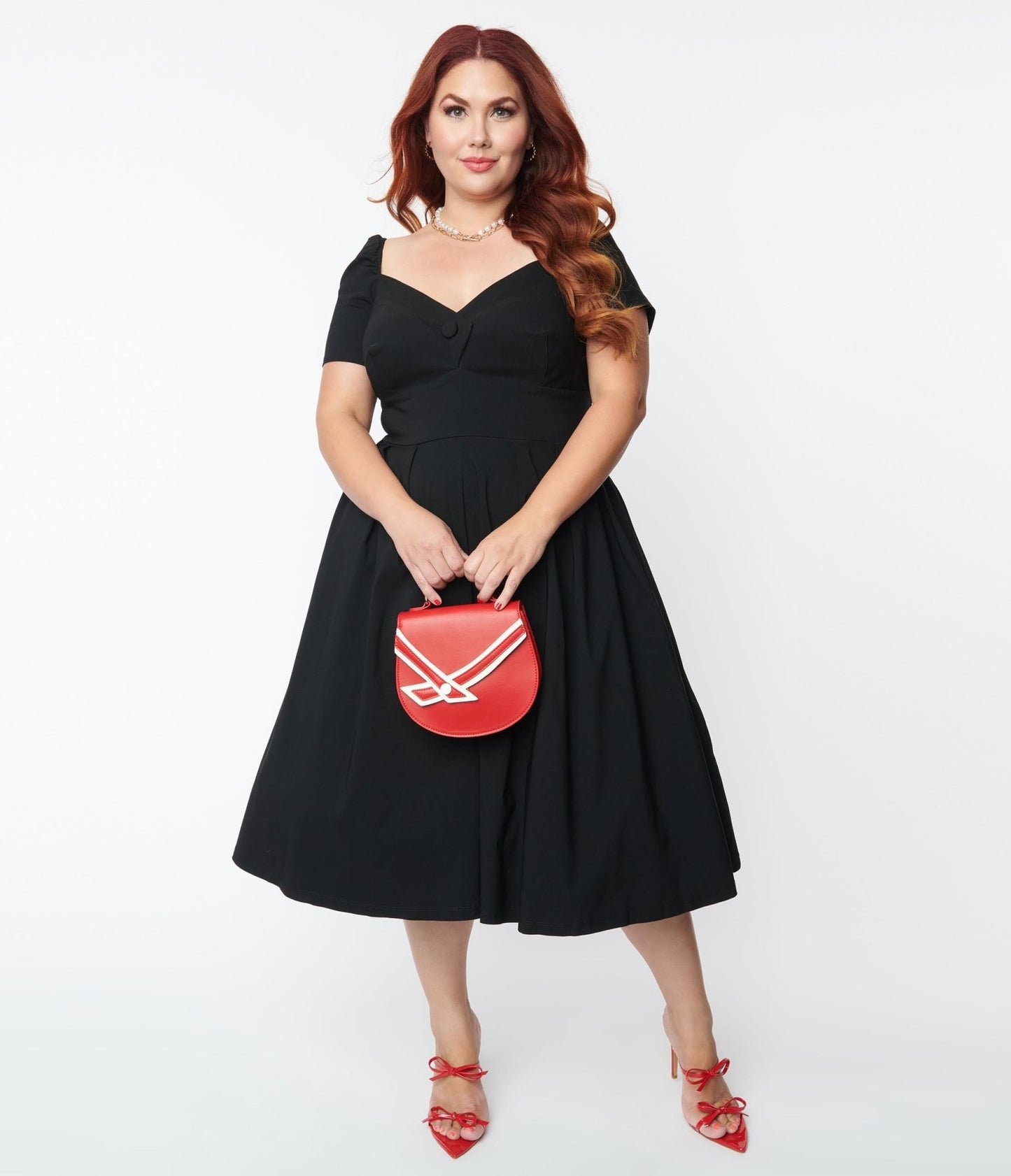 Unique Vintage Plus Size Black Sweetheart Midge Swing Dress - Unique Vintage - Womens, DRESSES, SWING