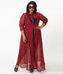 Unique Vintage Plus Size Burgundy & Black Swiss Dots Tallullah Duster