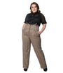 Unique Vintage Plus Size 1930s Dark Beige Windowpane Thelma Suspender Pants