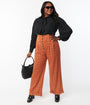 Unique Vintage Plus Size 1930s Orange Windowpane Thelma Suspender Pants