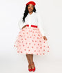 Unique Vintage Plus Size Pink & Red Glitter Lips Brilliance Swing Skirt