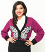 Unique Vintage 1950s Purple Butterfly Sweater Cardigan