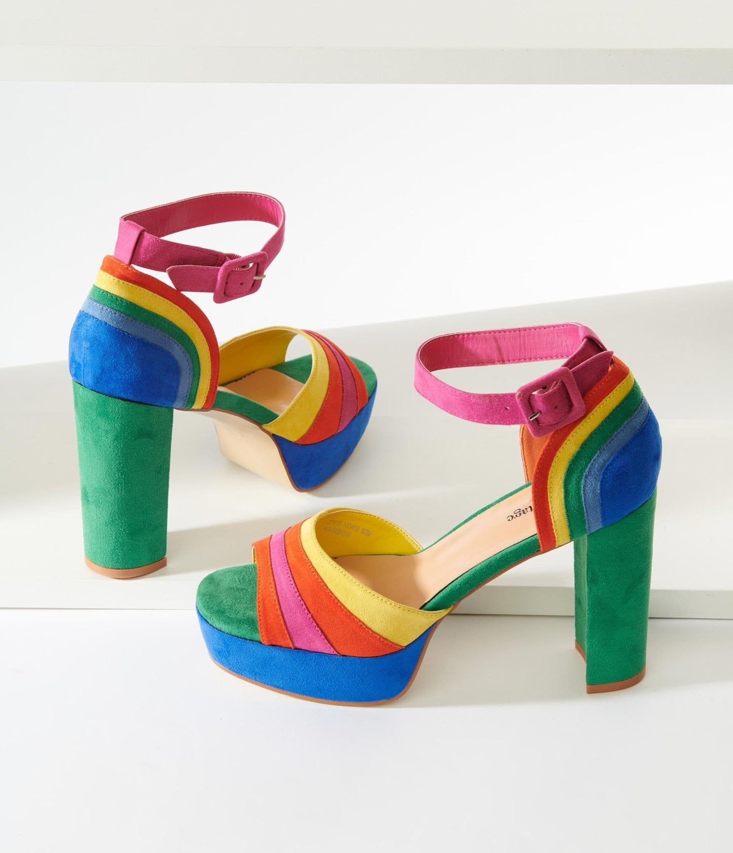 Unique Vintage Rainbow Suede Peep Toe Pumps - Unique Vintage - Womens, SHOES, HEELS