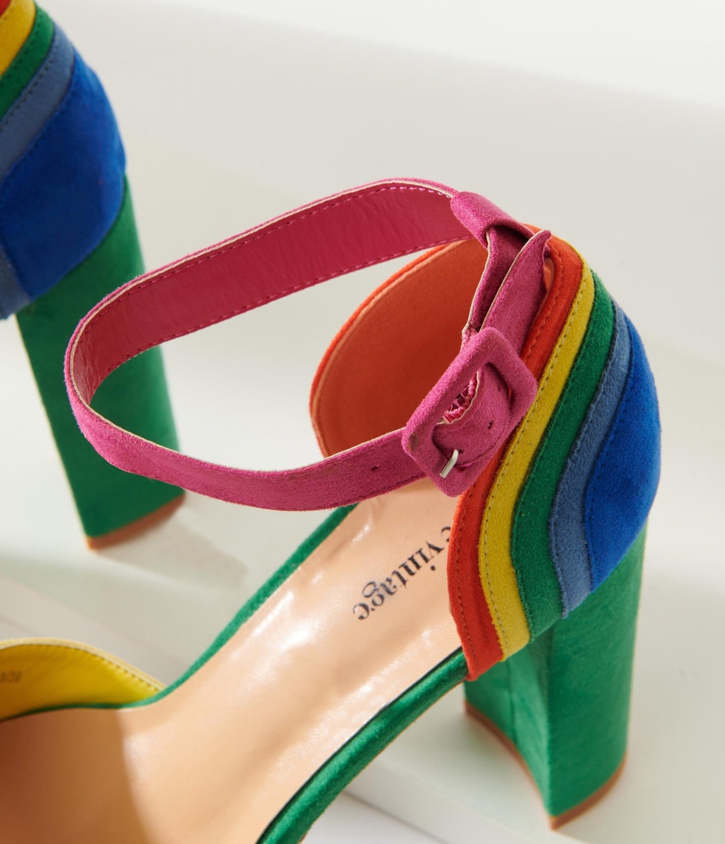 Unique Vintage Rainbow Suede Peep Toe Pumps - Unique Vintage - Womens, SHOES, HEELS