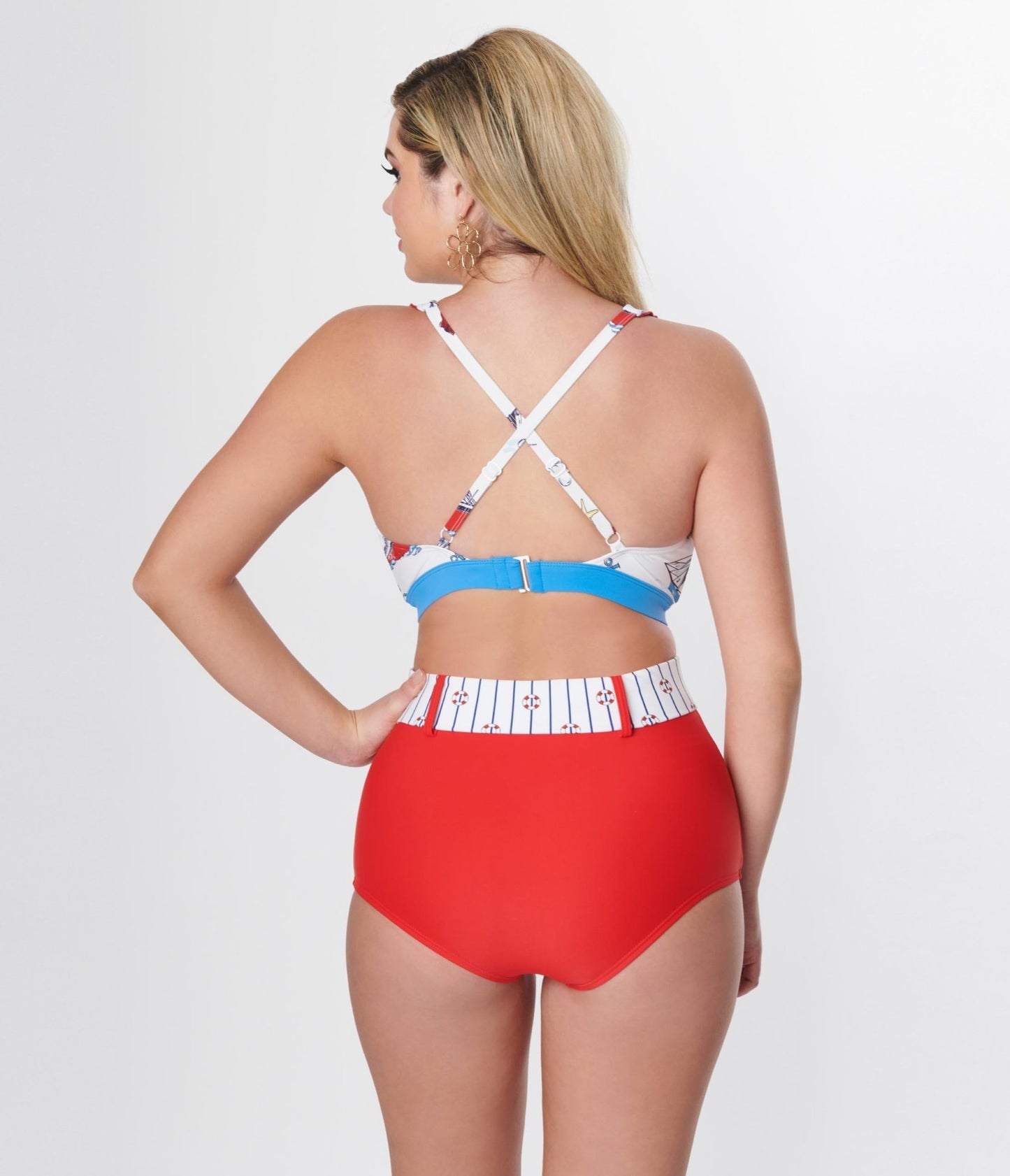 Unique Vintage Red High Waist Belted Swim Bottom - Unique Vintage - Womens, SWIM, BOTTOM
