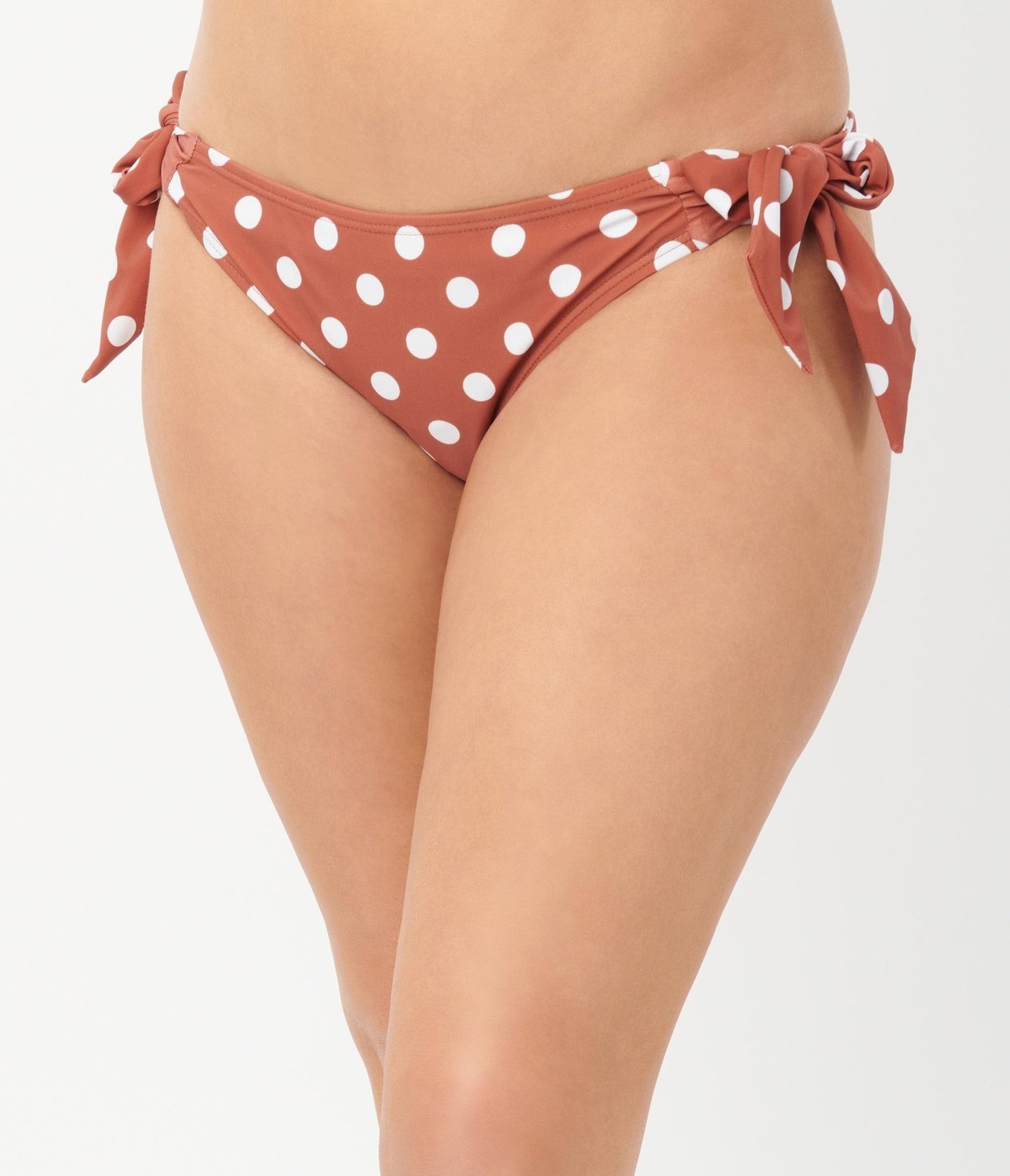 Unique Vintage Rust & White Dot Sweet & Sash-y Swim Bottom - Unique Vintage - Womens, SWIM, BOTTOM