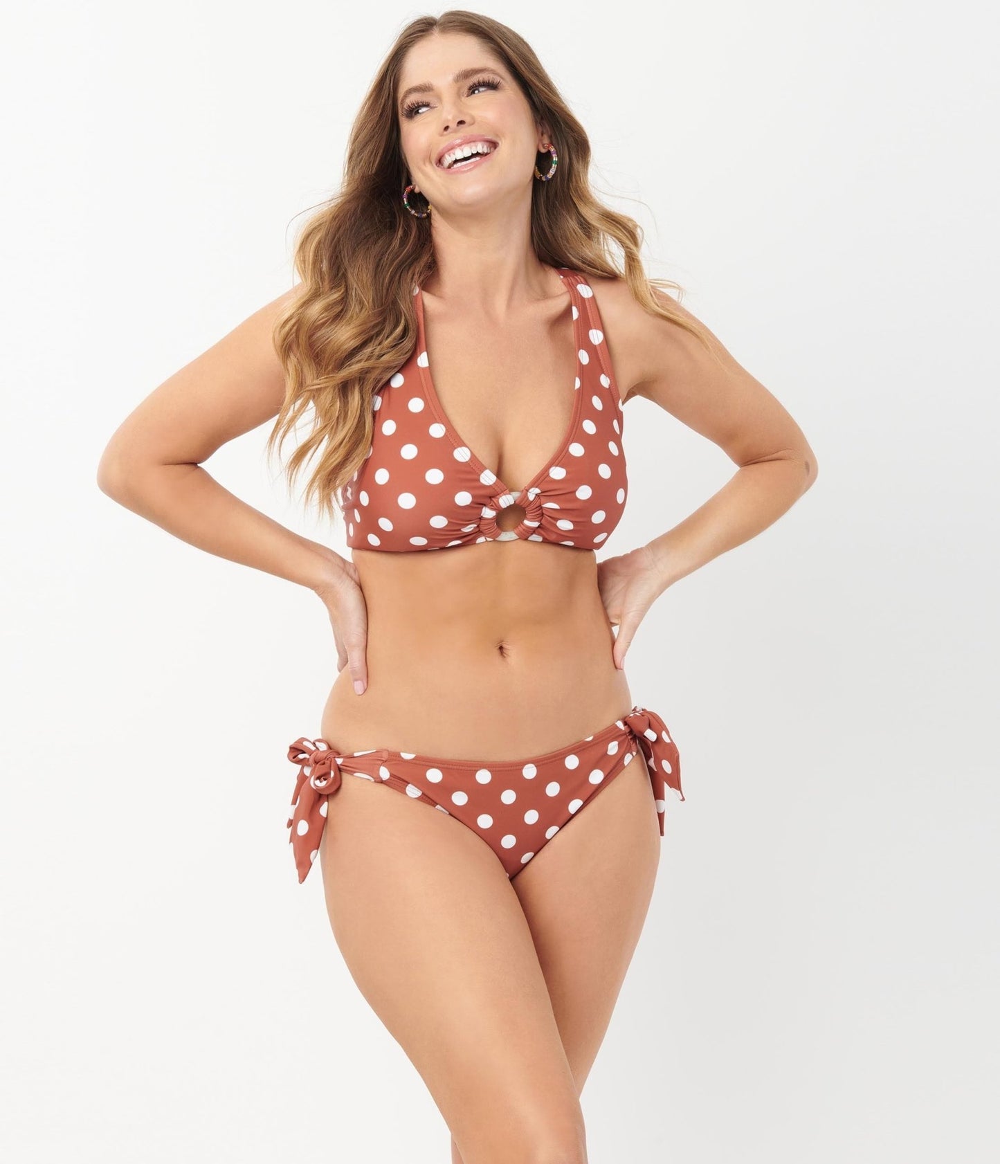 Unique Vintage Rust & White Dot Sweet & Sash-y Swim Bottom - Unique Vintage - Womens, SWIM, BOTTOM