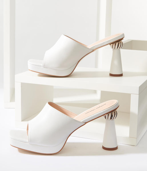 White open toe mules cheap