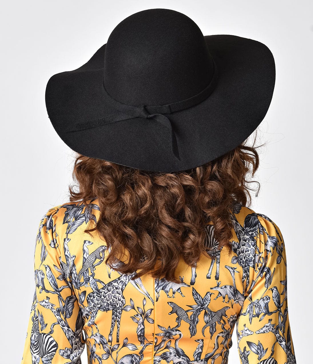 Vintage Style Black Felt Wide Floppy Hat - Unique Vintage - Womens, ACCESSORIES, HATS