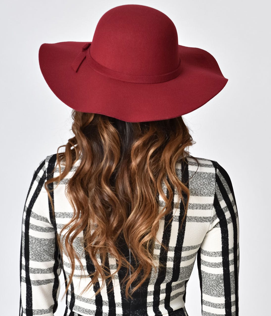 Vintage Style Burgundy Felt Wide Floppy Hat - Unique Vintage - Womens, ACCESSORIES, HATS