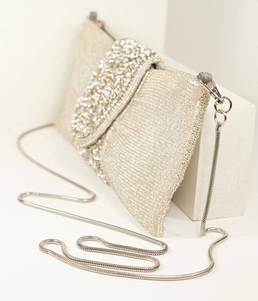 Silver rhinestone sale clutch