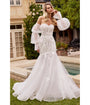 Cinderella Divine  White Floral Organza Bridal Mermaid Gown