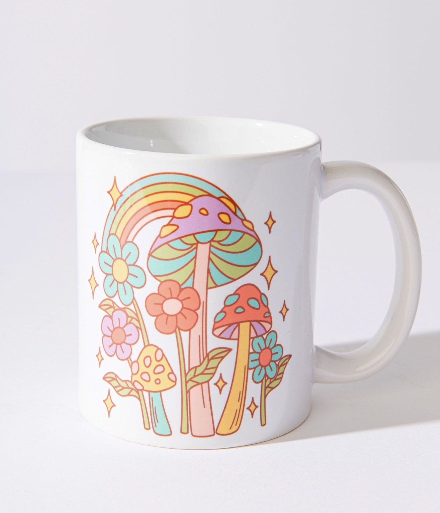 White Groovy Mushroom Garden Mug - Unique Vintage - Womens, ACCESSORIES, GIFTS/HOME