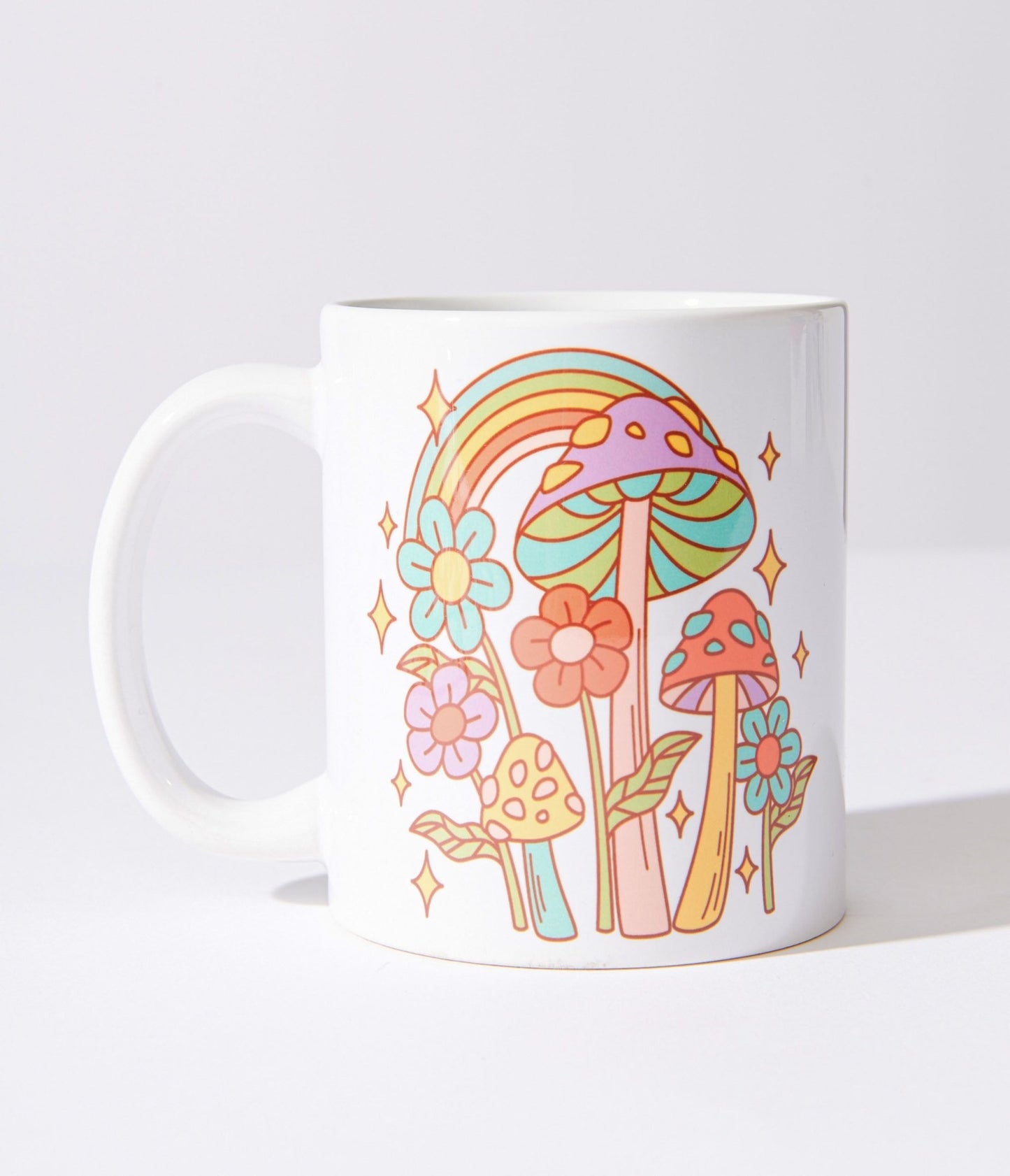 White Groovy Mushroom Garden Mug - Unique Vintage - Womens, ACCESSORIES, GIFTS/HOME