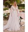 Cinderella Divine  White & Silver Sequin Stripe A-Line Bridal Gown