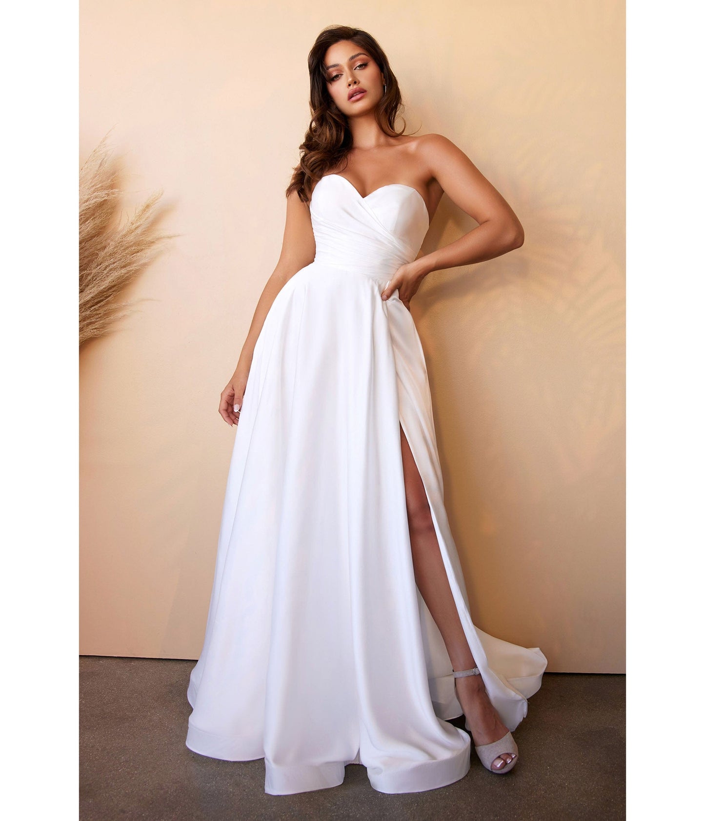 White Strapless Sweetheart Satin Bridal Gown - Unique Vintage - Womens, DRESSES, PROM AND SPECIAL OCCASION