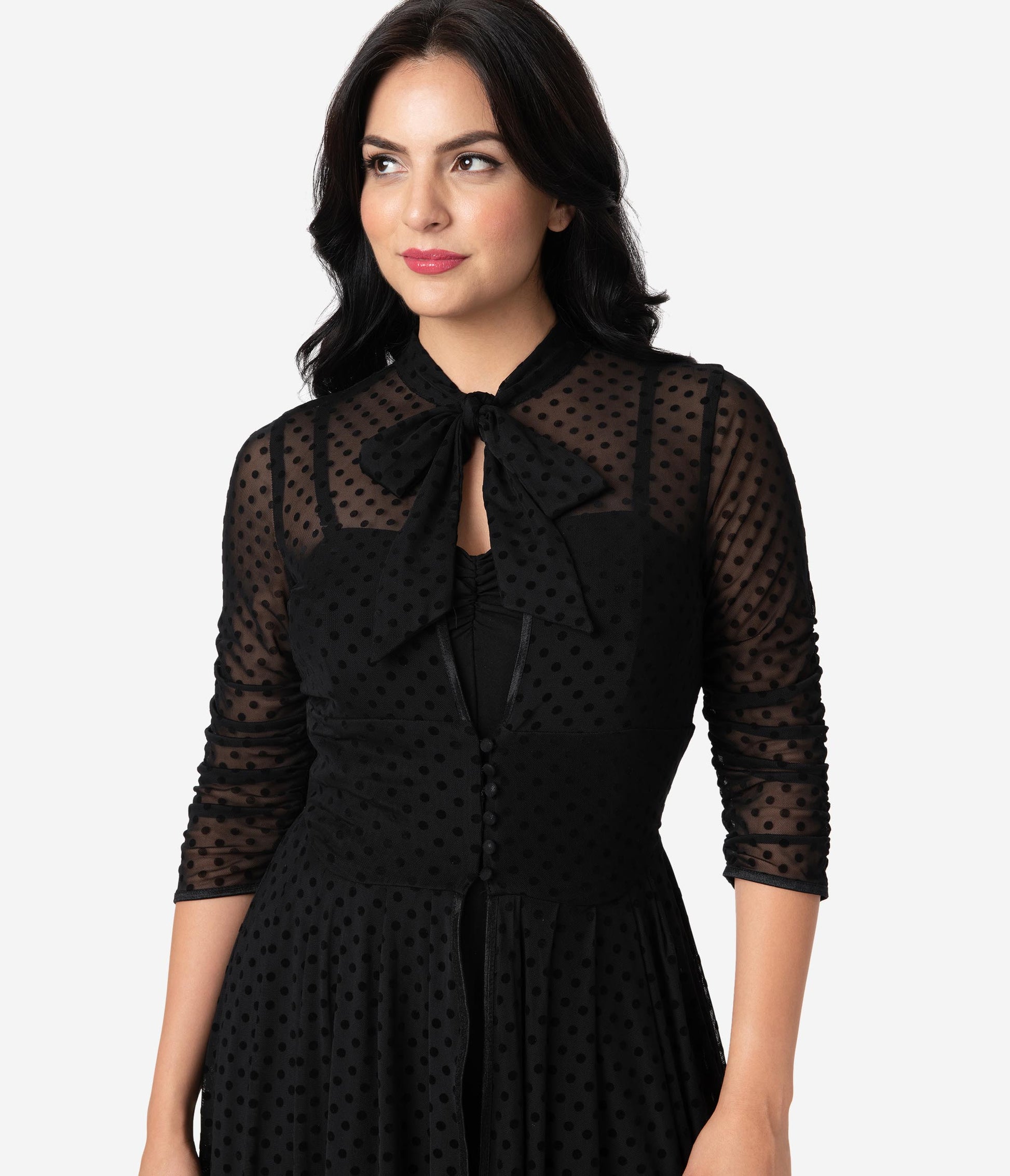 Unique Vintage Black Swiss Dot Starlet Duster - Unique Vintage - Womens, DRESSES, MAXI