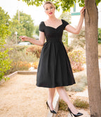 Unique Vintage Black Sweetheart Midge Swing Dress