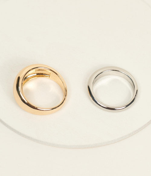 14K Gold & Rhodium Plated Coyote Ring Set - Unique Vintage - Rings