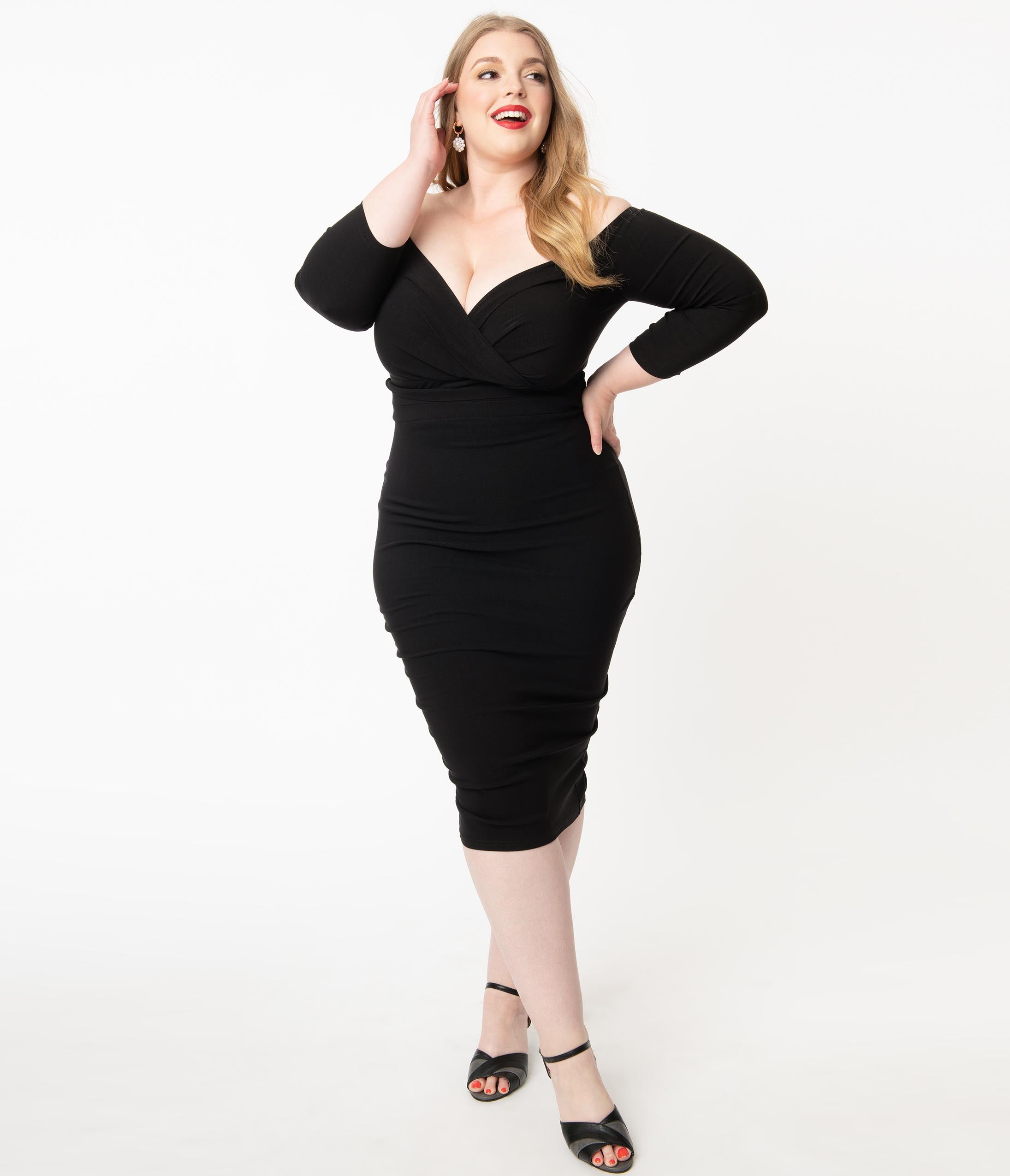 plus size black pencil dress Petite Plus Size Women's Ponte Knit Pencil Dress by Catherines in Black (Size 2XWP)