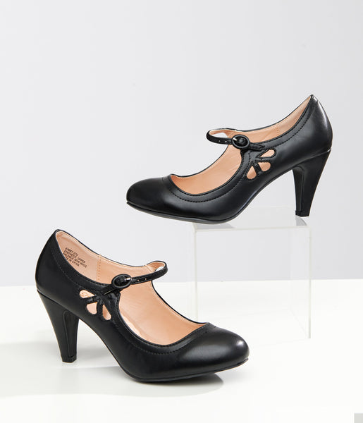 1920s Black Leatherette Mary Jane Heels – Unique Vintage