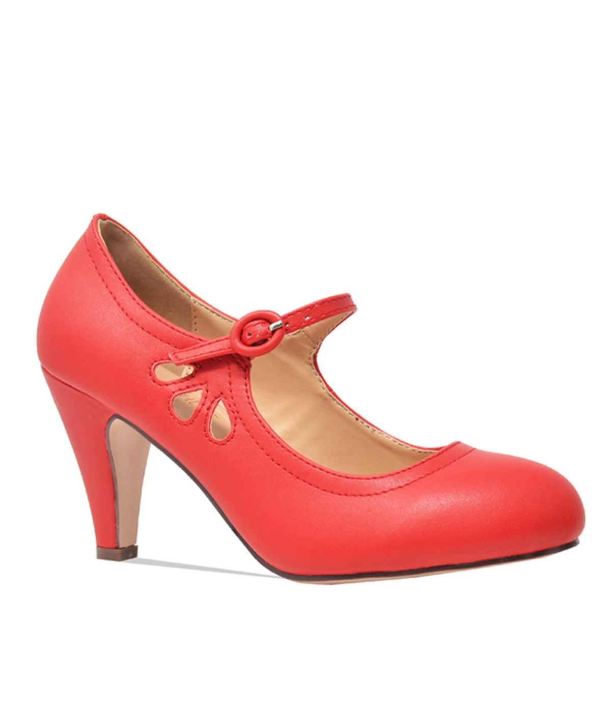 1920s Red Leatherette Mary Jane Heels - Unique Vintage - Mary Janes